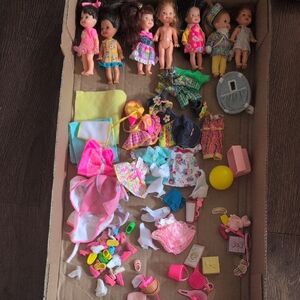 Assorted Little Sister Kelly Dolls and Accessories